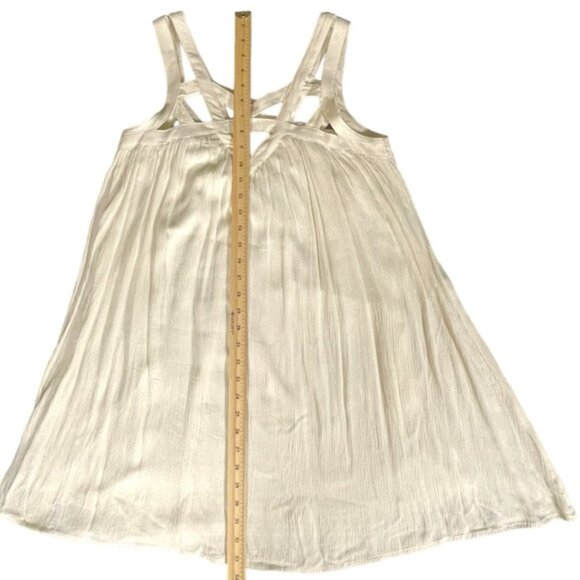 Flowy Ivory Cage Top Sun Dress Baby Doll Cream Cut Out Shift Dress Size M - Picture 6 of 13